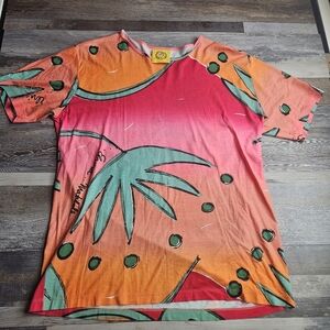 Elvira Matilde Brazil Women's Medium Tshirt Green And Orange Coral